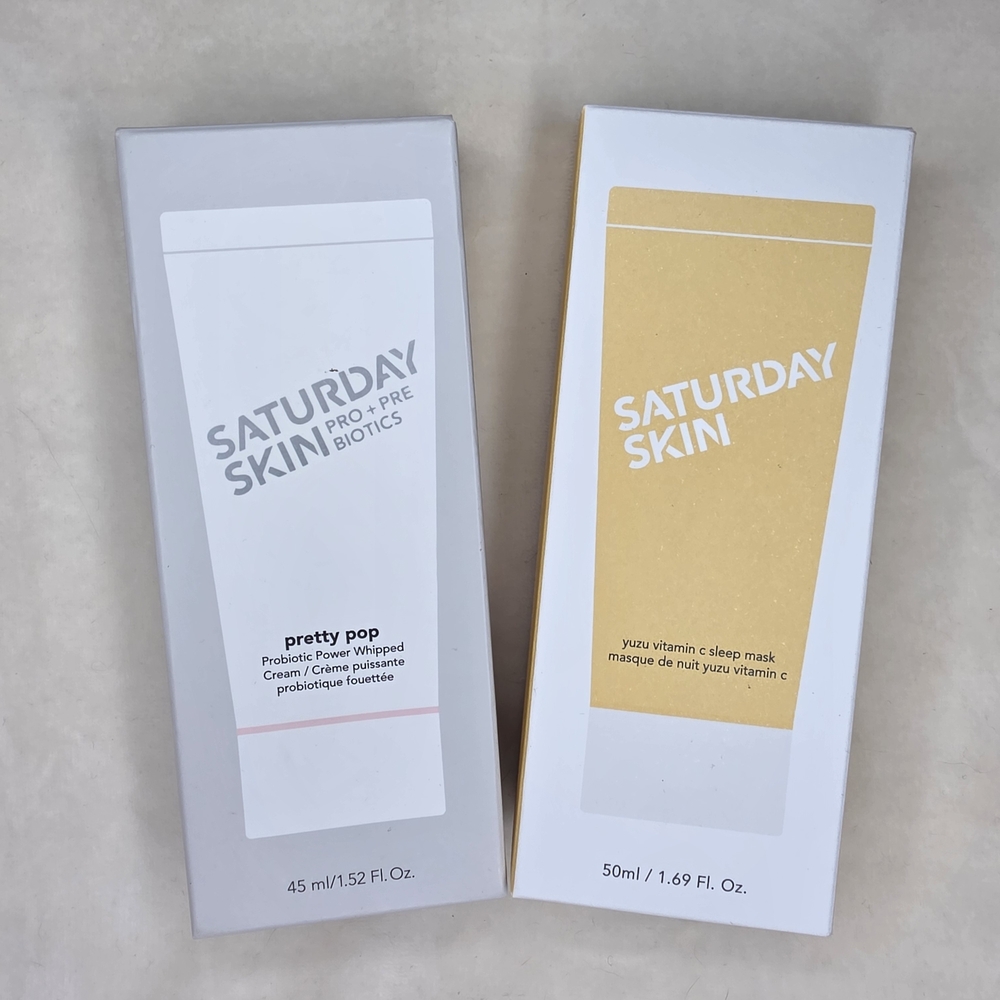 Saturday Skin Set Pretty Pop Probiotic Whipped Cream & Yuzu Vitamin C Sleep Mask